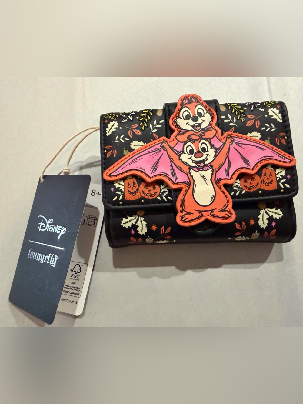 Loungefly Black Halloween Chip 'n' Dale Bat Applique Wallet
